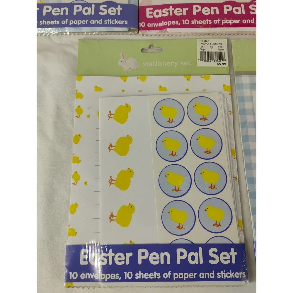 Vintage NIP 2000 Y2K‎ 5pc Easter Rabbit Chicken Themed Stationary Pen Pal Set